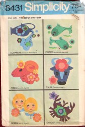 8431 SIMPLICITY UNIQUE NO SEW HOROSCOPE  PISCES, ARIES, LEO, VIRGO ETC PATTERN